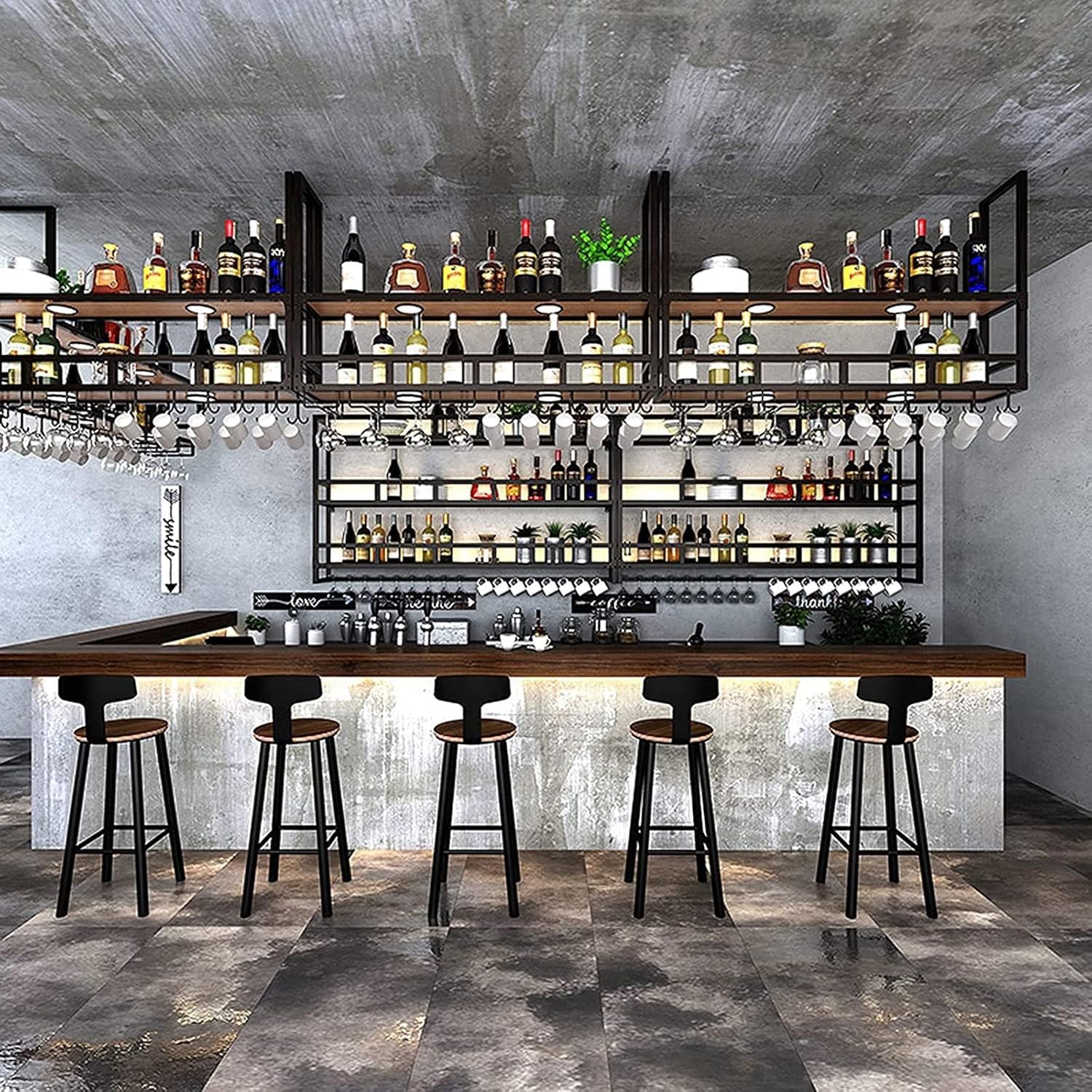 FAFZ 2-Layer Industrial Wood Wine Rack Shelf