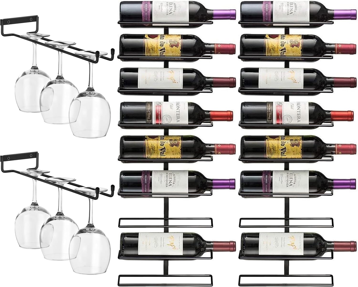 Sorbus Wall Wine Rack Glass Holder Set - 2 Pack