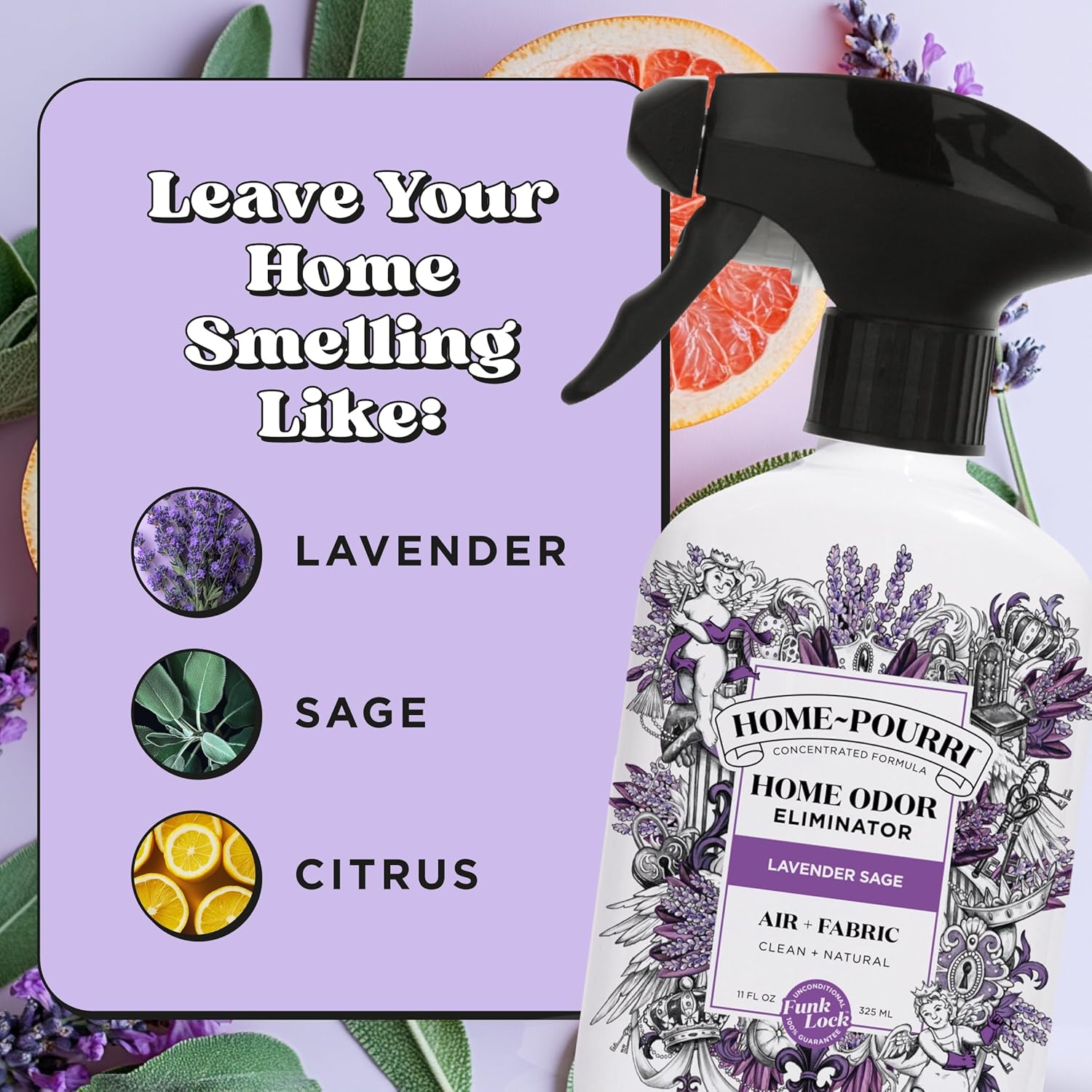 Home-Pourri Air Fabric Odor Freshener Lavender Sage 11 Fl Oz