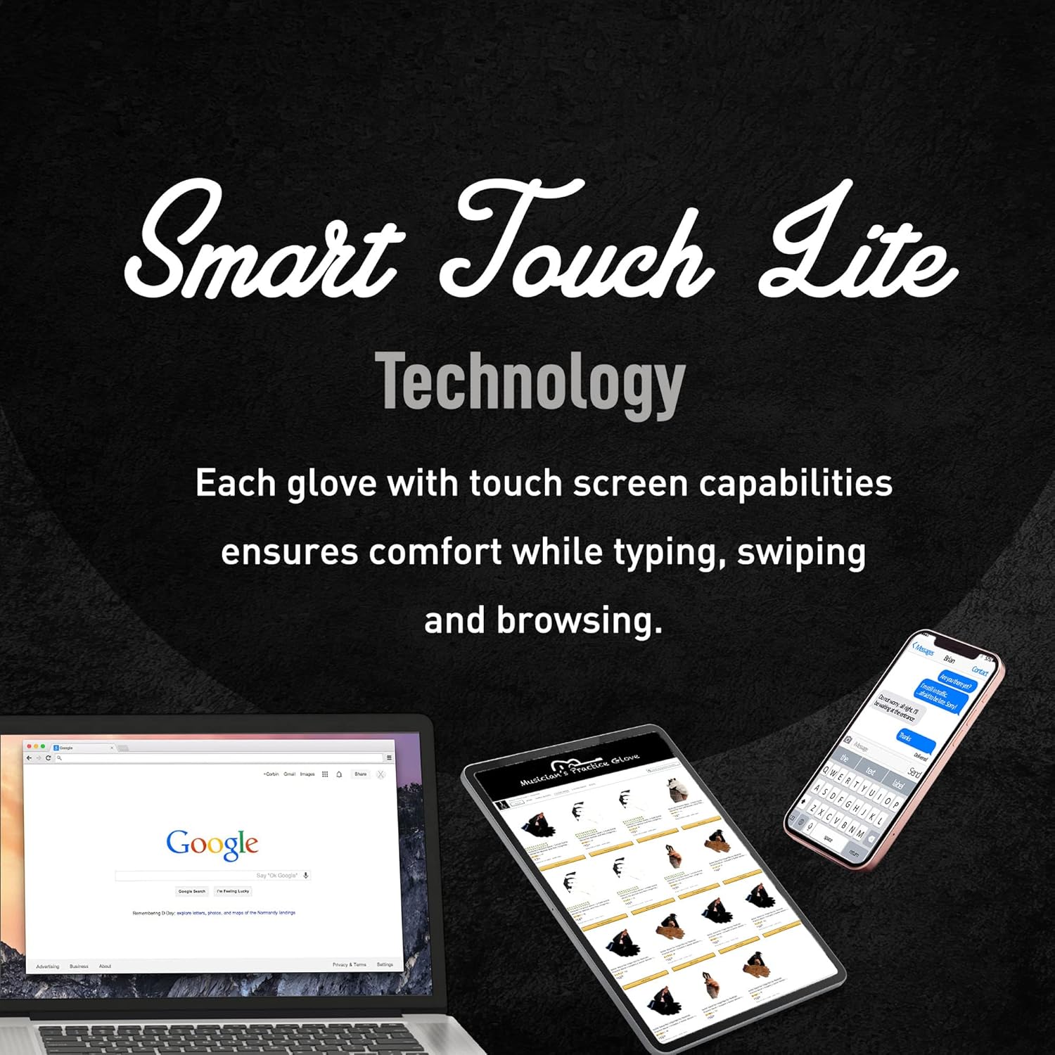 Smart Touch Lite Indoor Outdoor Touchscreen Gloves Silver Conductive