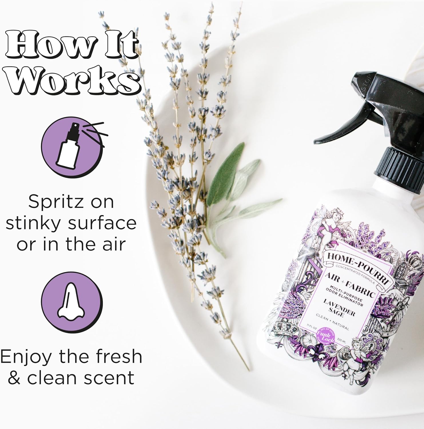 Home-Pourri Air Fabric Odor Freshener Lavender Sage 11 Fl Oz