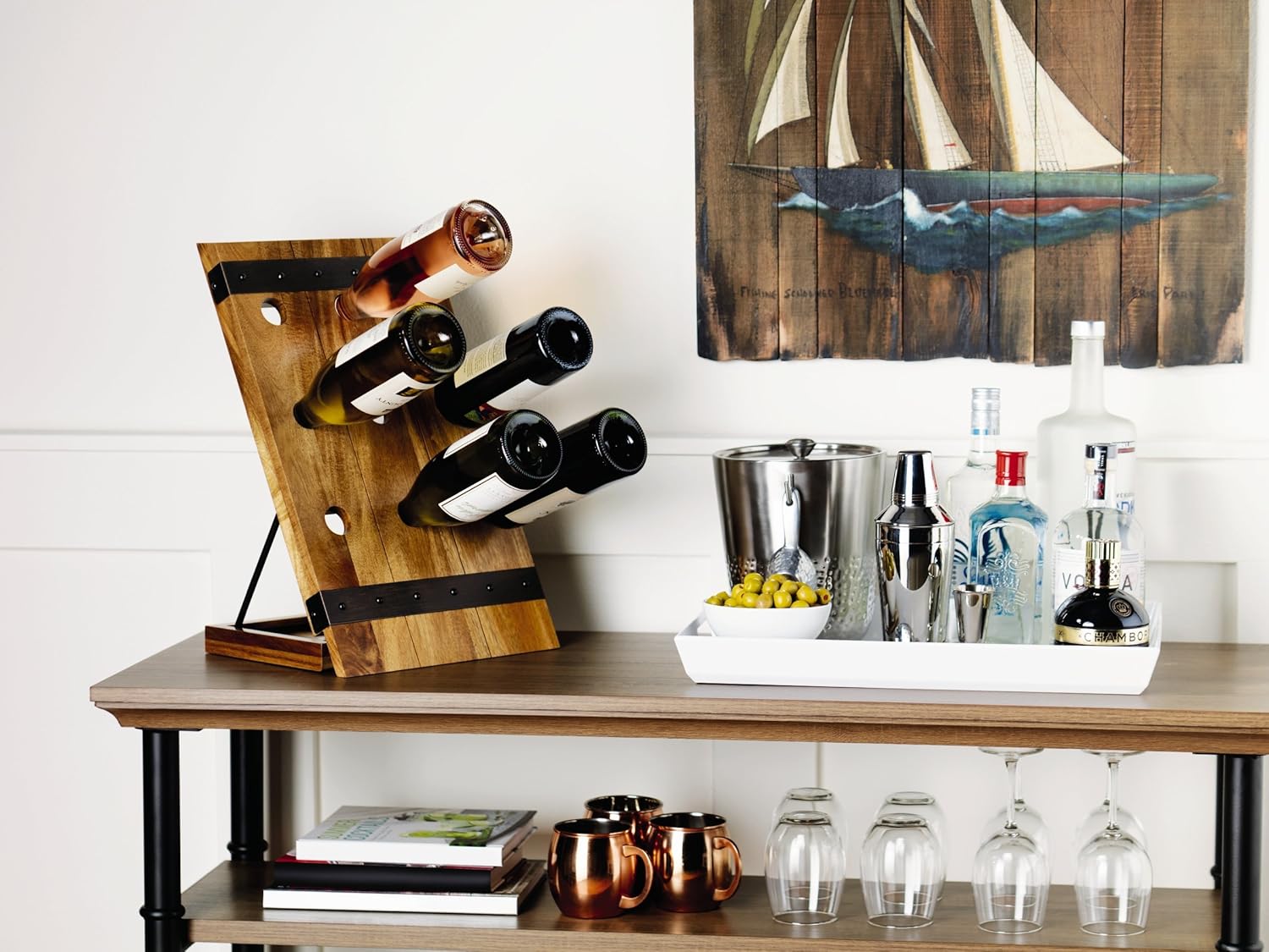 Gourmet Basics by Mikasa 9-Bottle Acacia Wine Rack