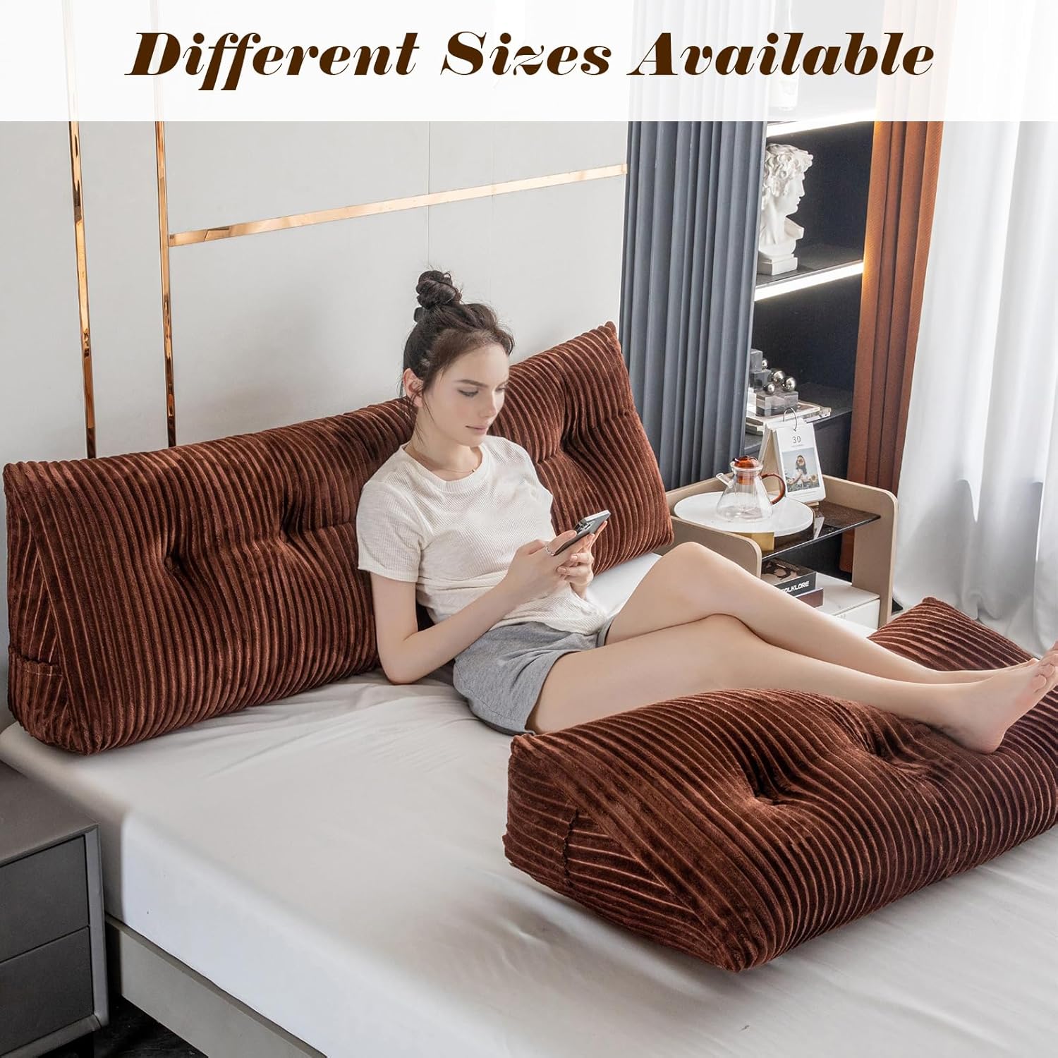 Activance Large Triangular Bed Rest Pillow with Removable Cover 1