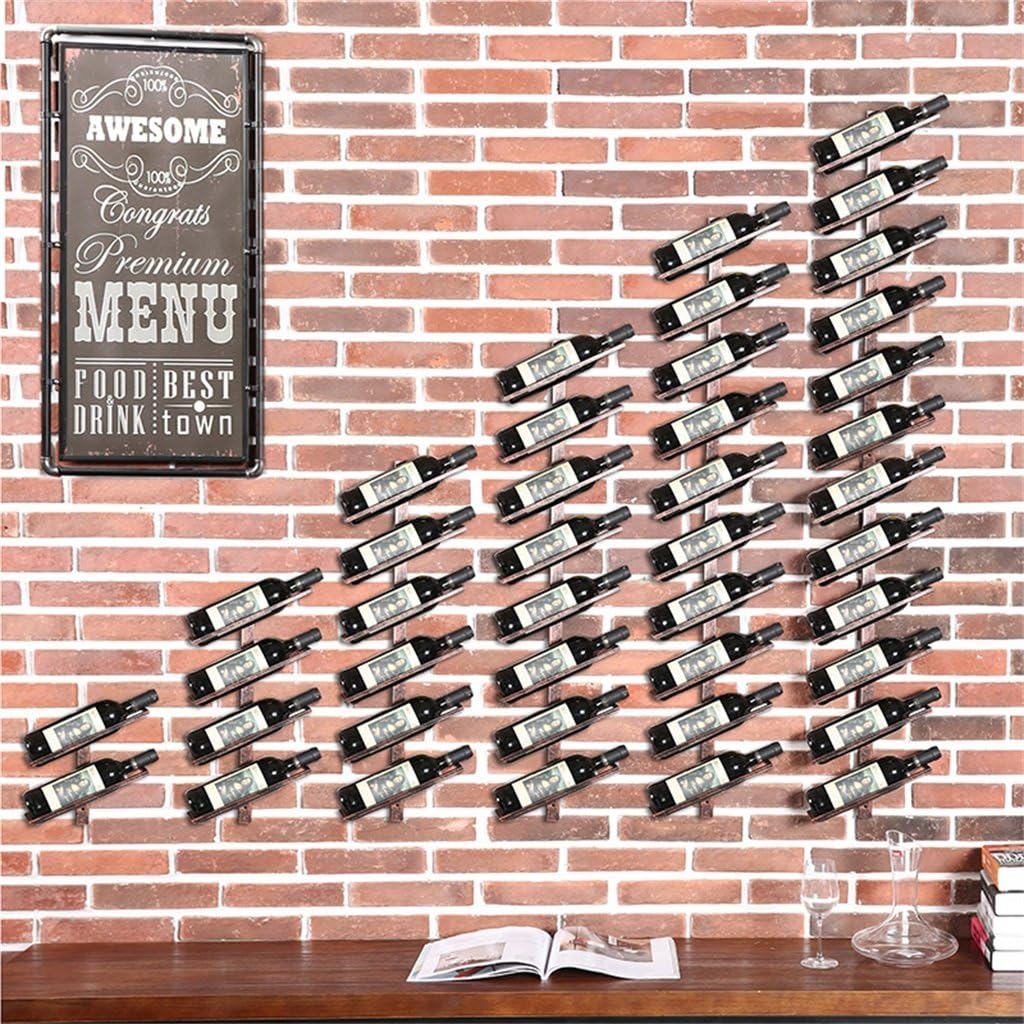LUNEZY Metal Wine Racks Wall Holder - Rustic Design