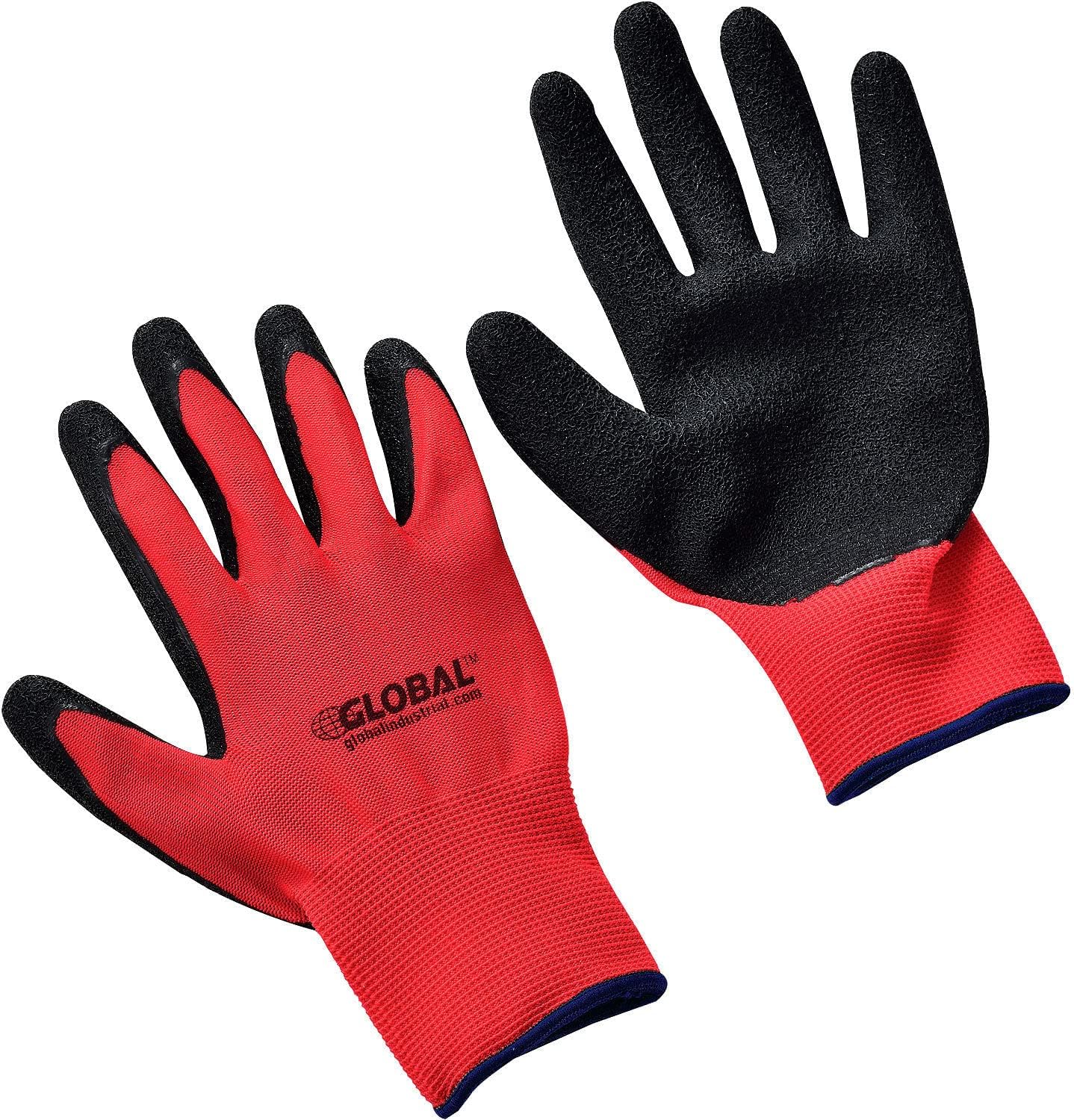 Global Industrial Crinkle Latex Gloves Red Black X-Large Lot of 12