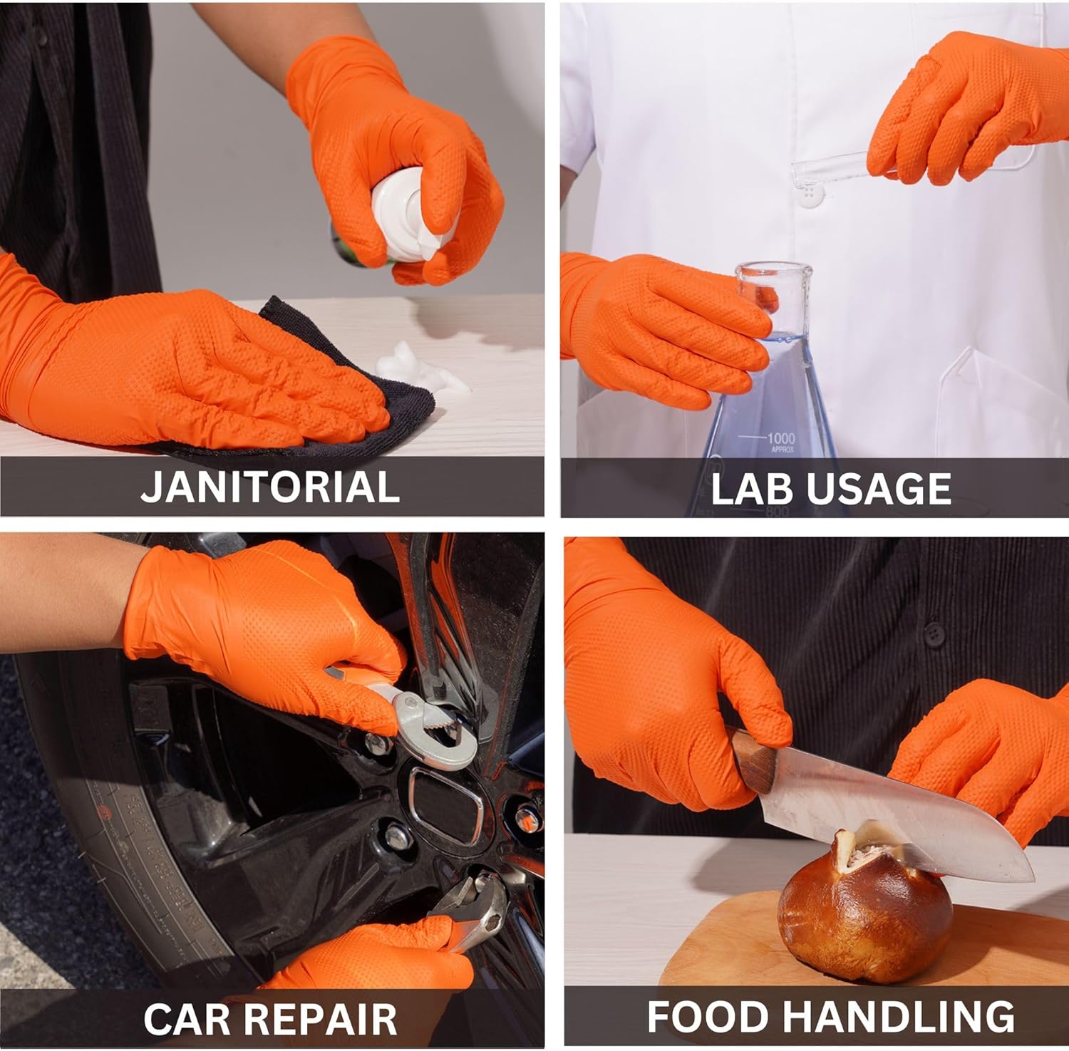 MEDPRAYER Industrial Nitrile Gloves 8 Mil Heavy Duty Orange