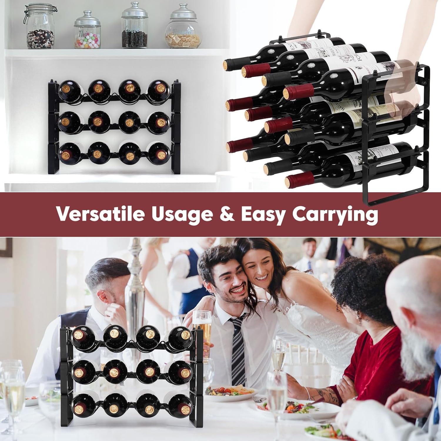 ICOHOT 2 Tier 3 Tier Stackable Wine Rack Bundle