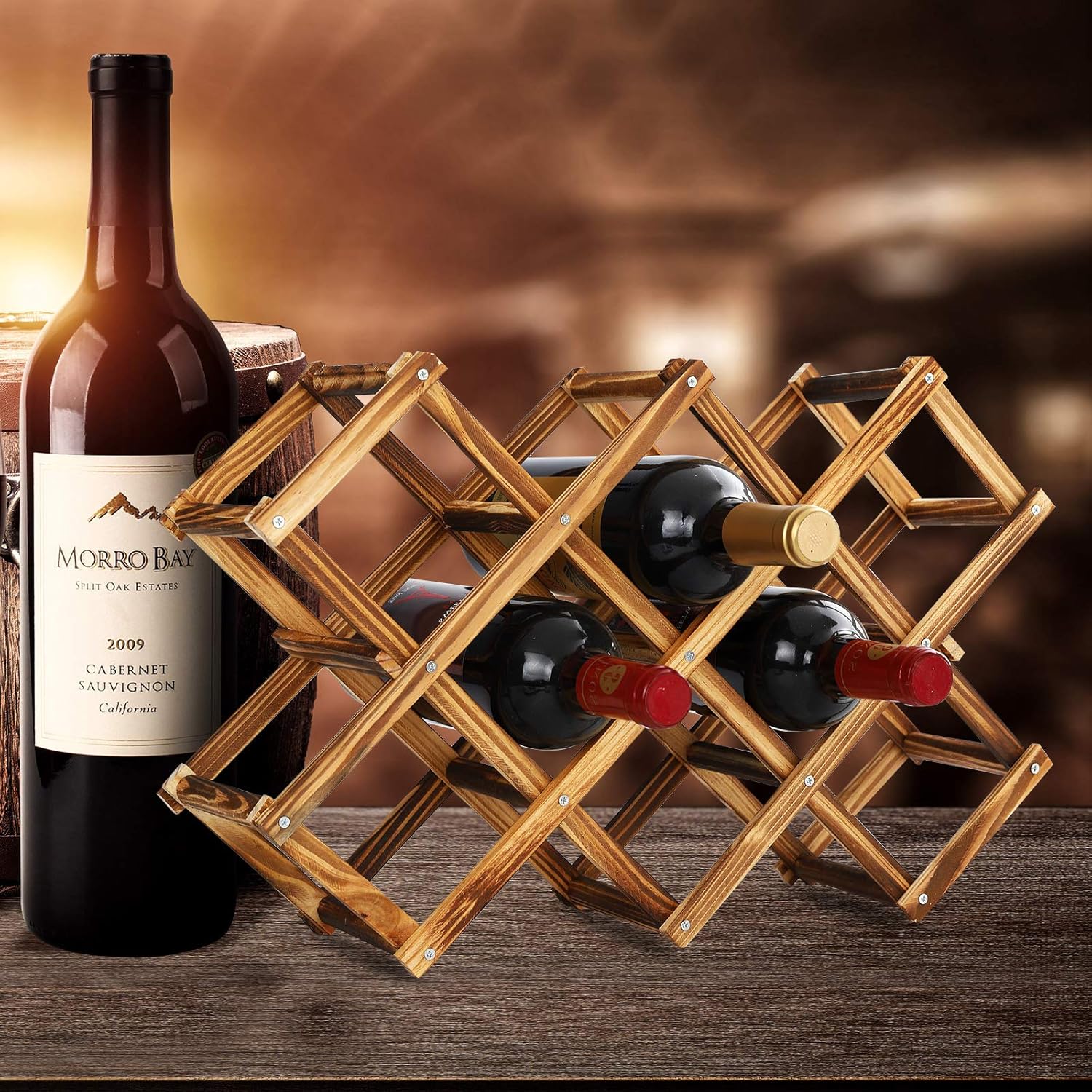 BlissfulScape Freestanding Wine Rack - 10-Bottle Capacity