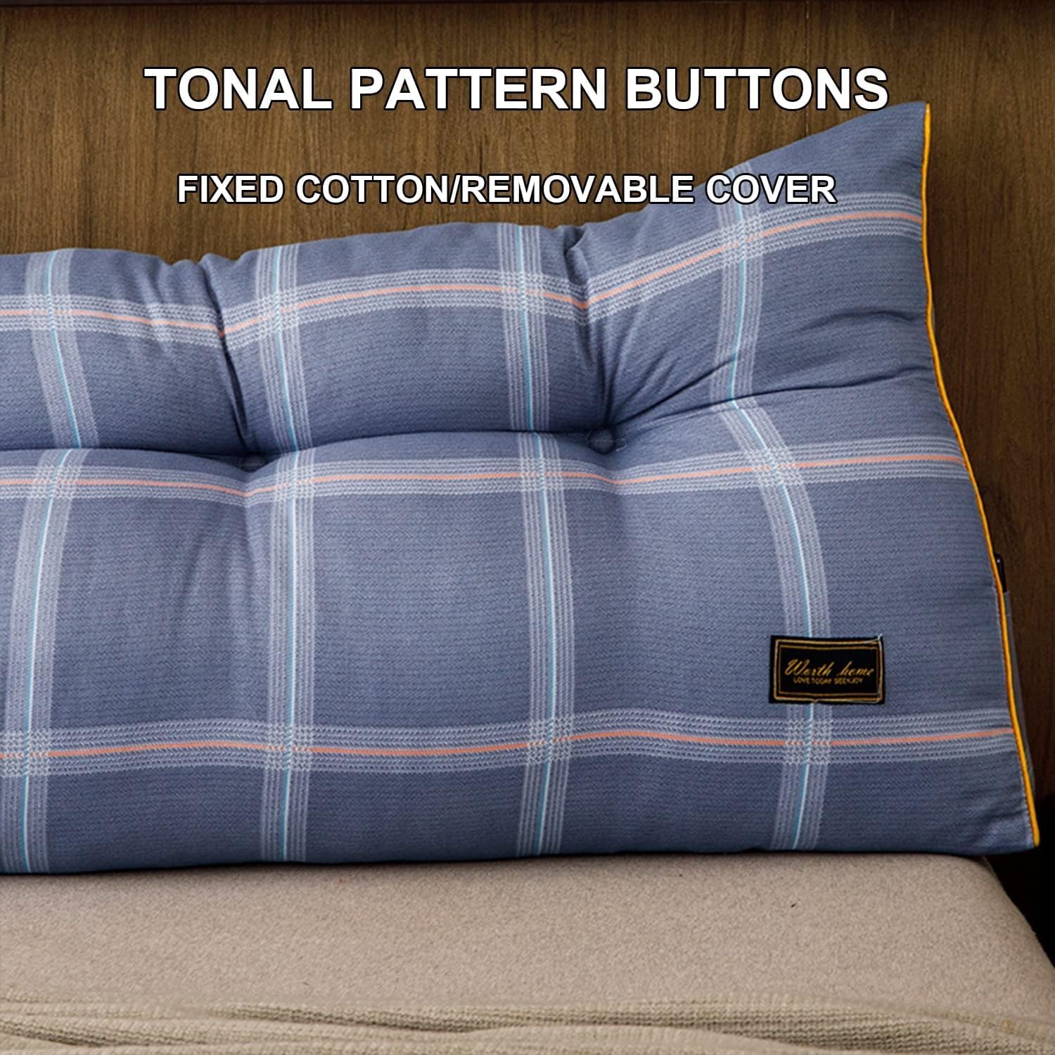 COZMAX Triangle Reading Cushion with Plaid Cover