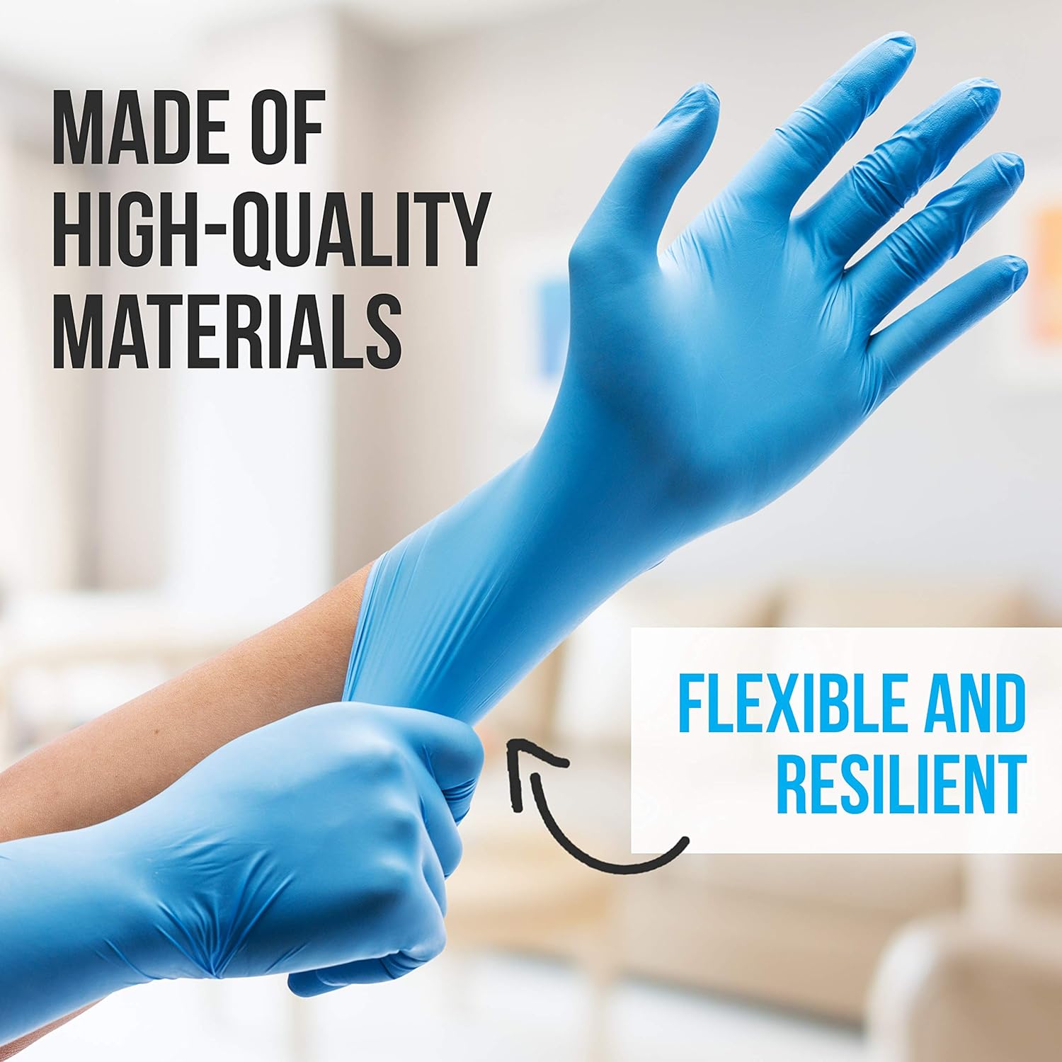 Serenelife Nitrile Gloves 100 Pack - Soft Textured and Comfortable