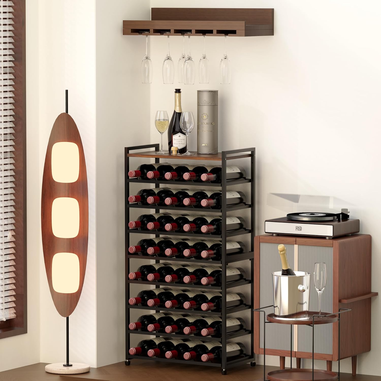 40-Bottle Freestanding Wine Rack with 8 Tiers