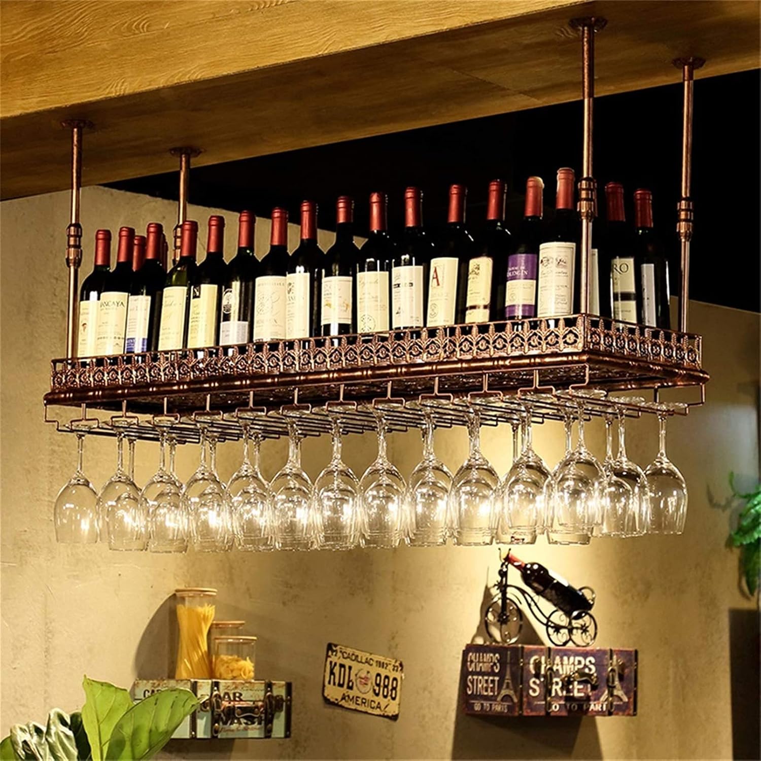 AZMANI Adjustable Metal Wine Rack Bronze 30-60cm