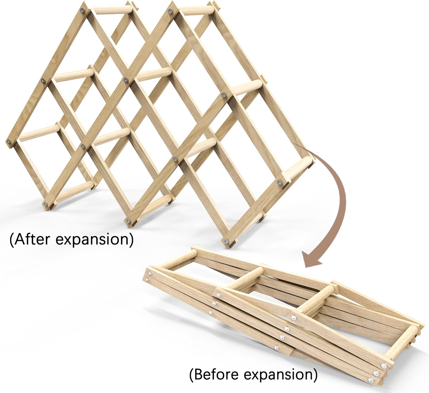 6 Bottle Wood Wine Rack Foldable Stackable