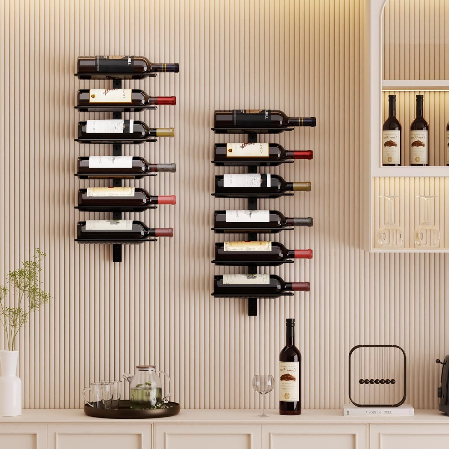B4Life Wall Mounted 12 Bottle Wine Rack Black