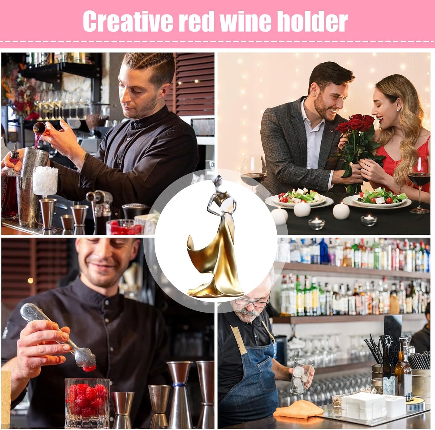 Resin Wine Bottle Holder with Dancing Girl Decor