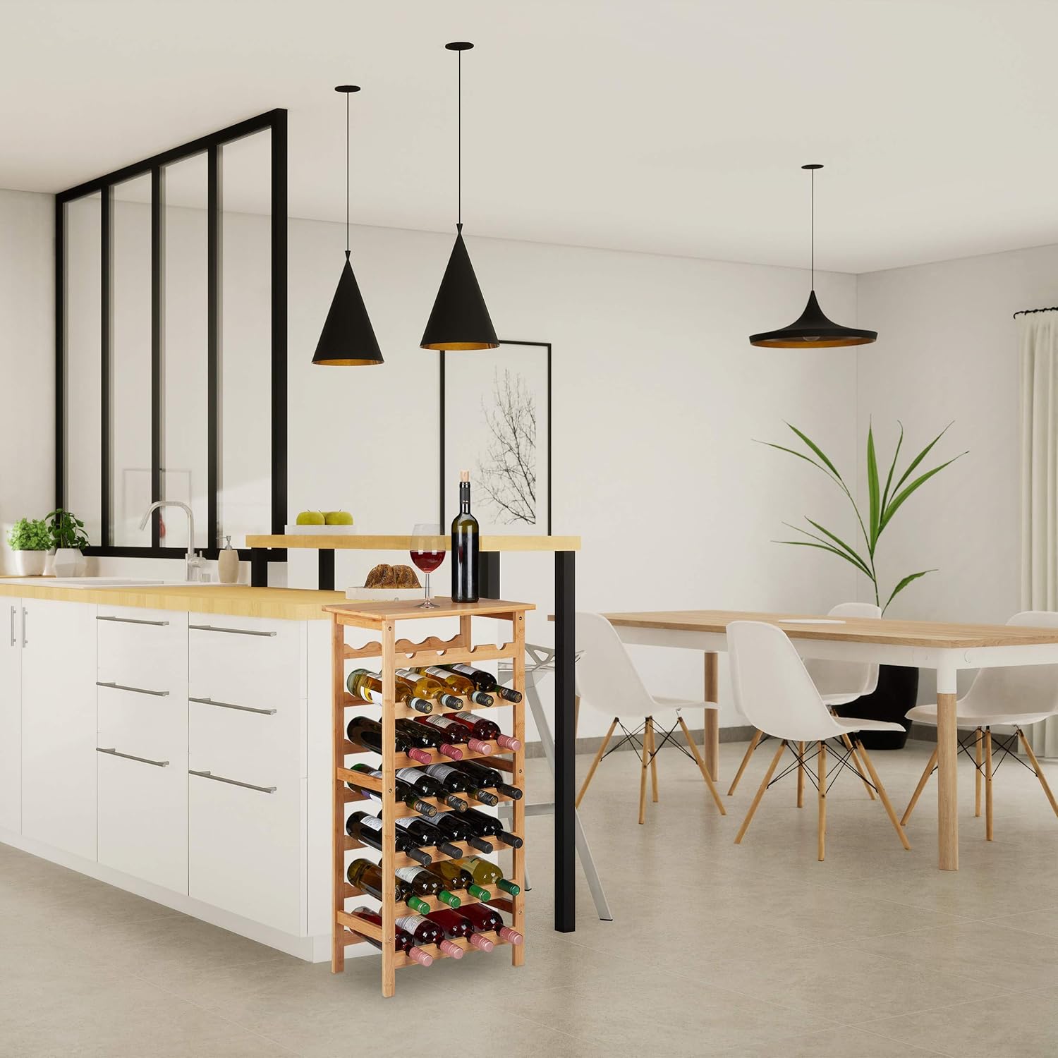 Relaxdays Natural Wine Rack 94 x 47 x 29 cm