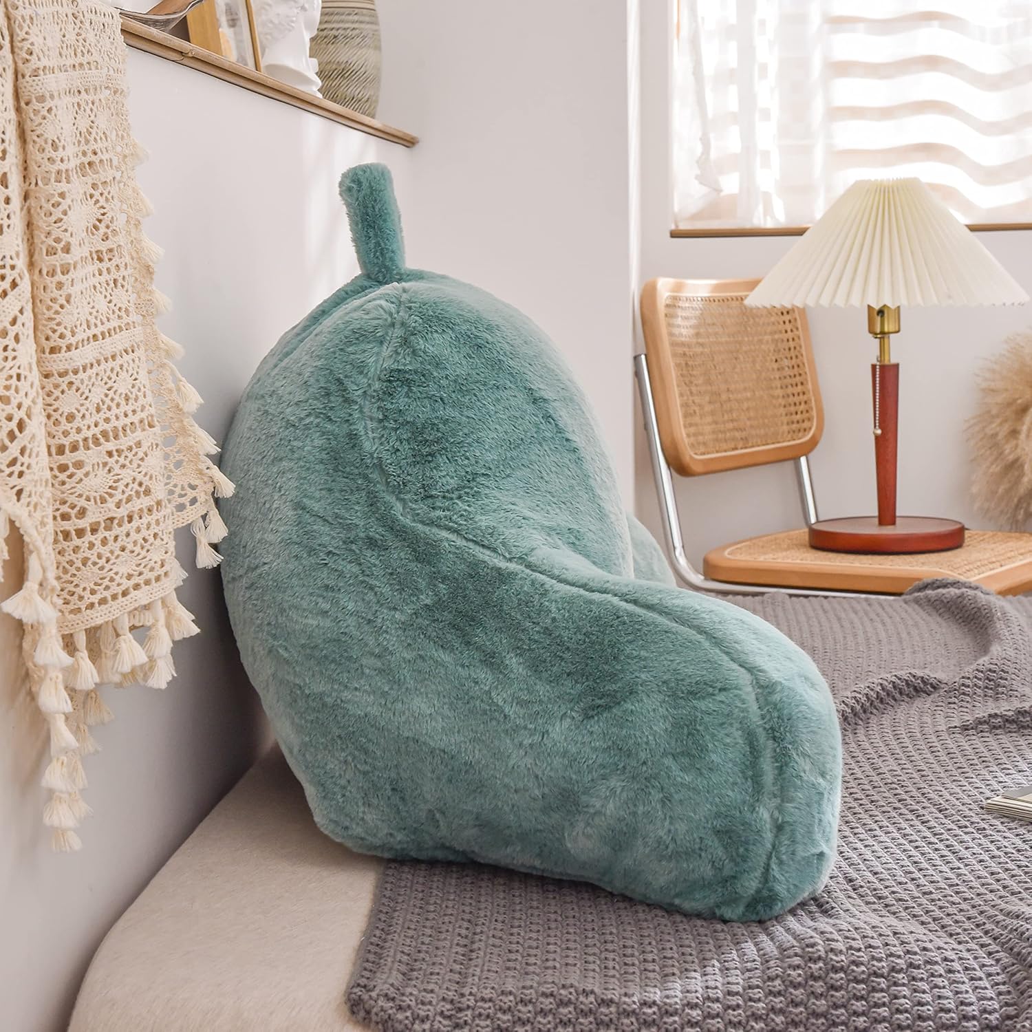 Holawakaka Standard Faux Fur Reading Pillow with Arms