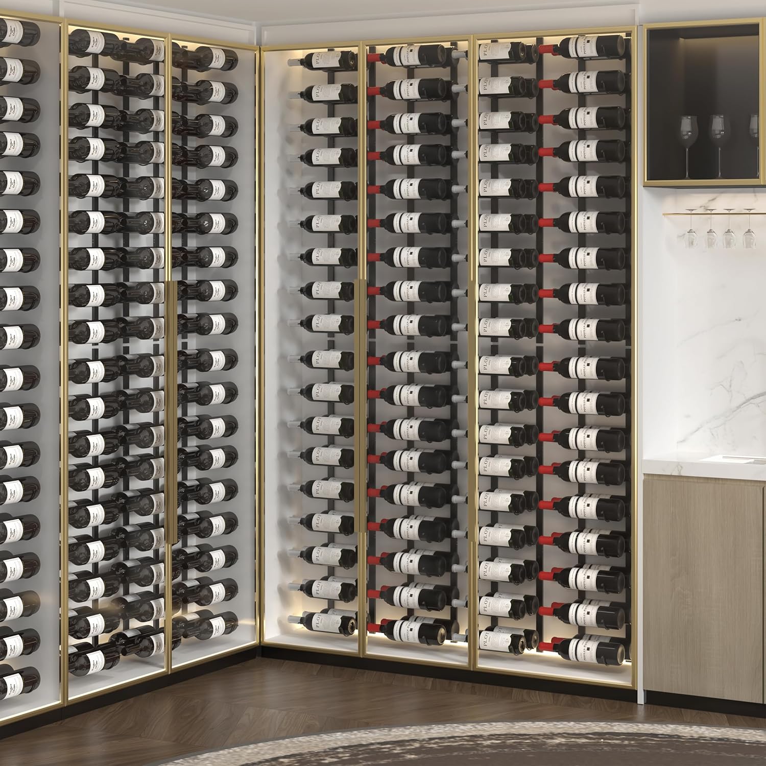 CharaVector Wall Mount Wine Rack 54 Bottles 3PCS