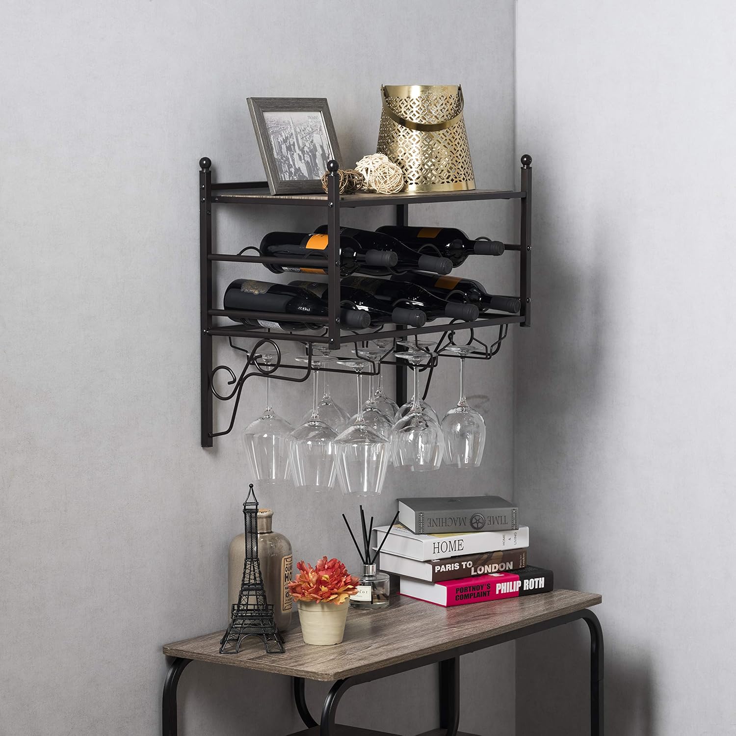 Home Zone Living Wine Rack - Freestanding 6-Bottle Storage