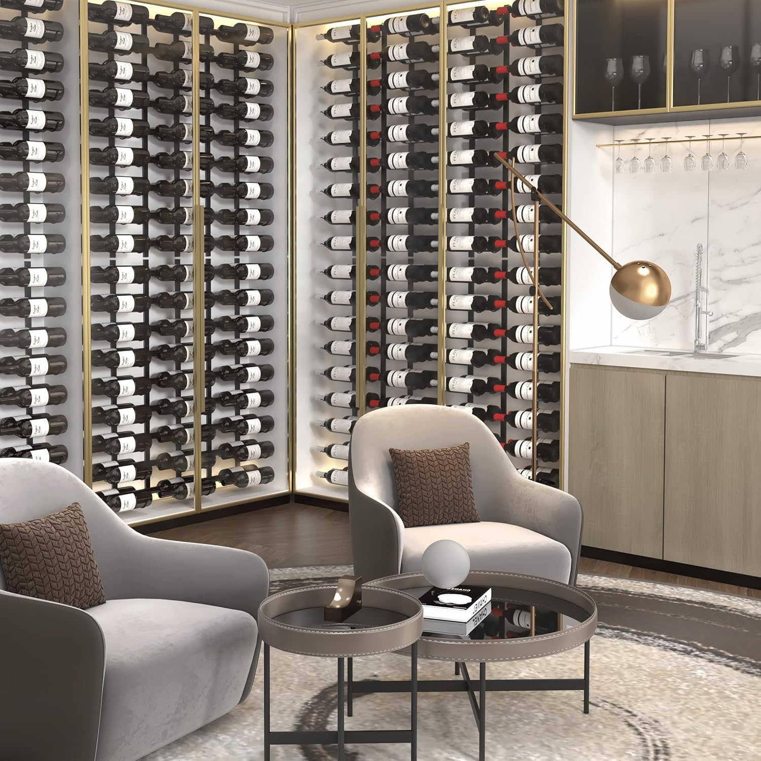CharaVector Wall Mount Wine Rack 54 Bottles 3PCS