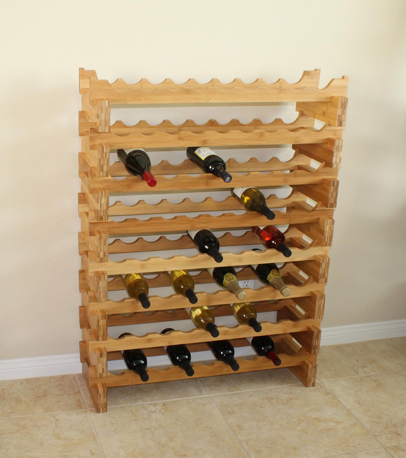 Oceanstar 18-Bottle Stackable Bamboo Wine Rack 1