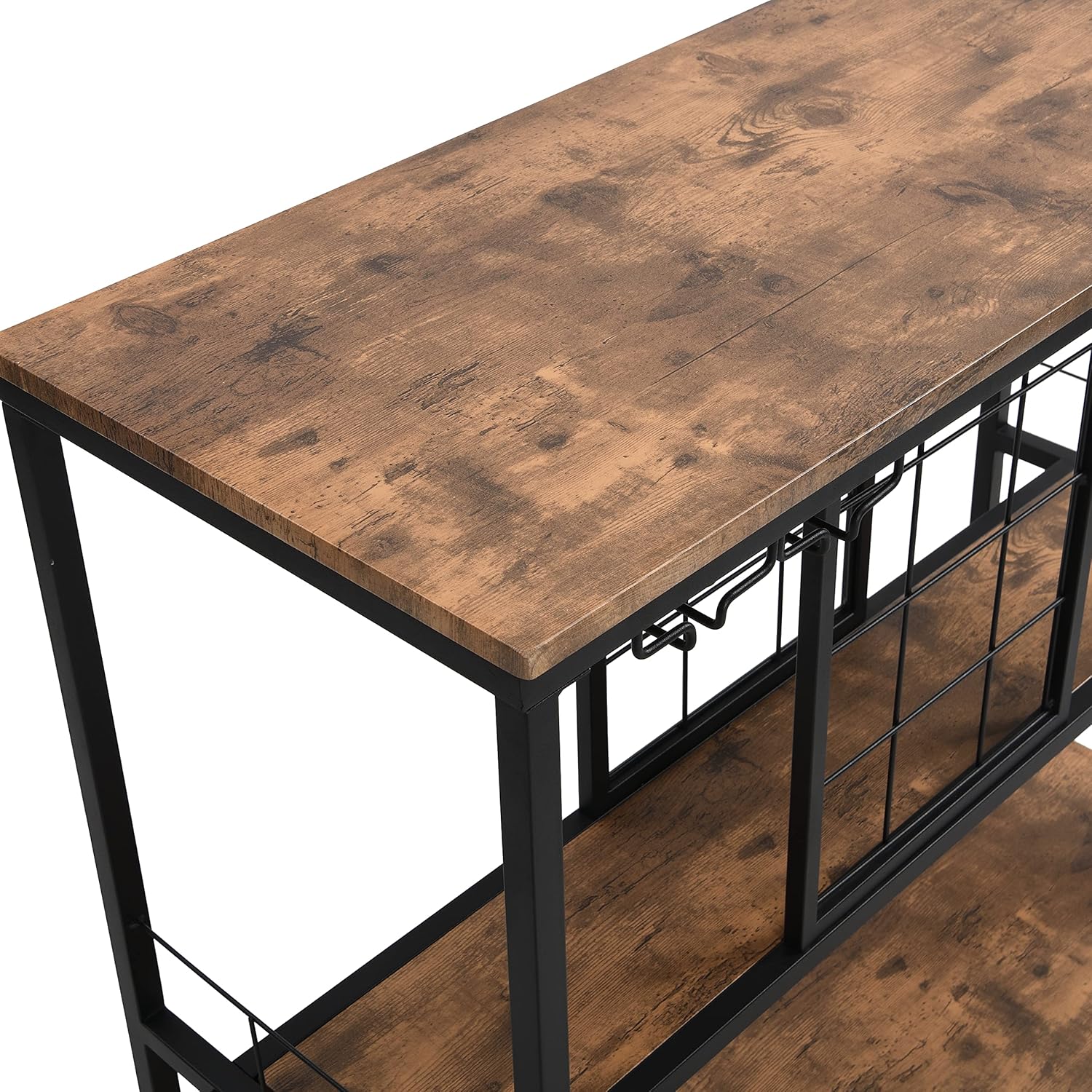 3-Tier FreeStanding Wine Rack Table with Stemware Holders Black