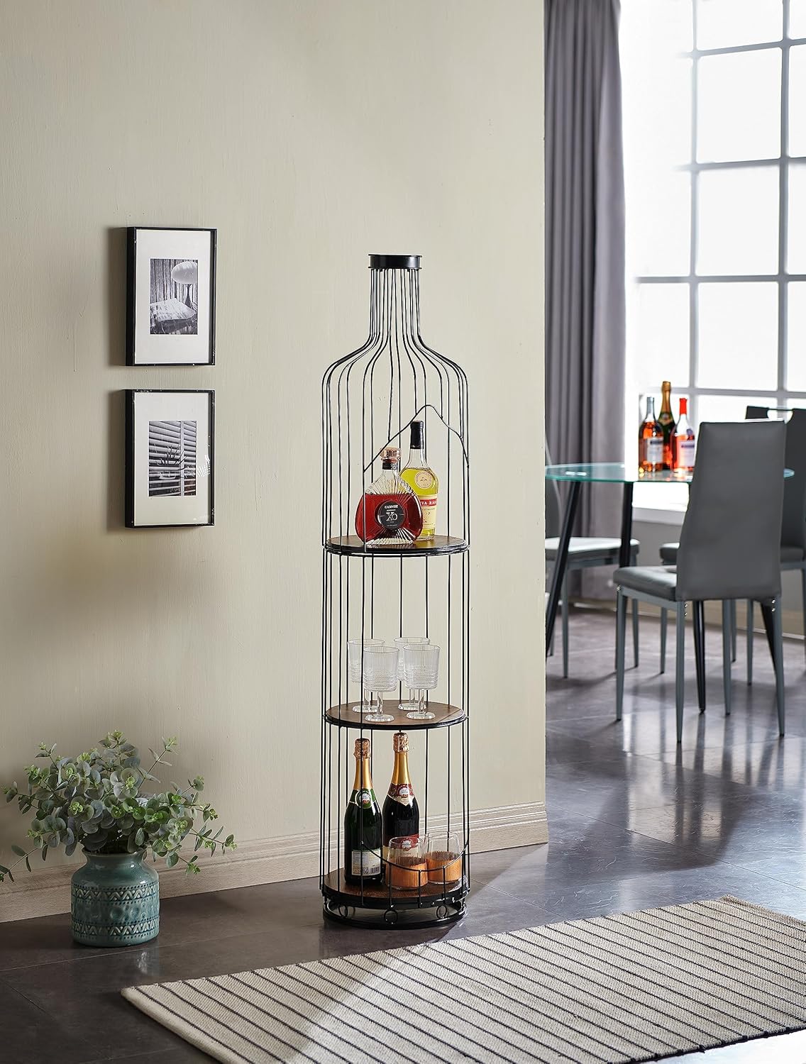 KB Designs Bottle Shaped Shelf Freestanding Wine Liquor Holder