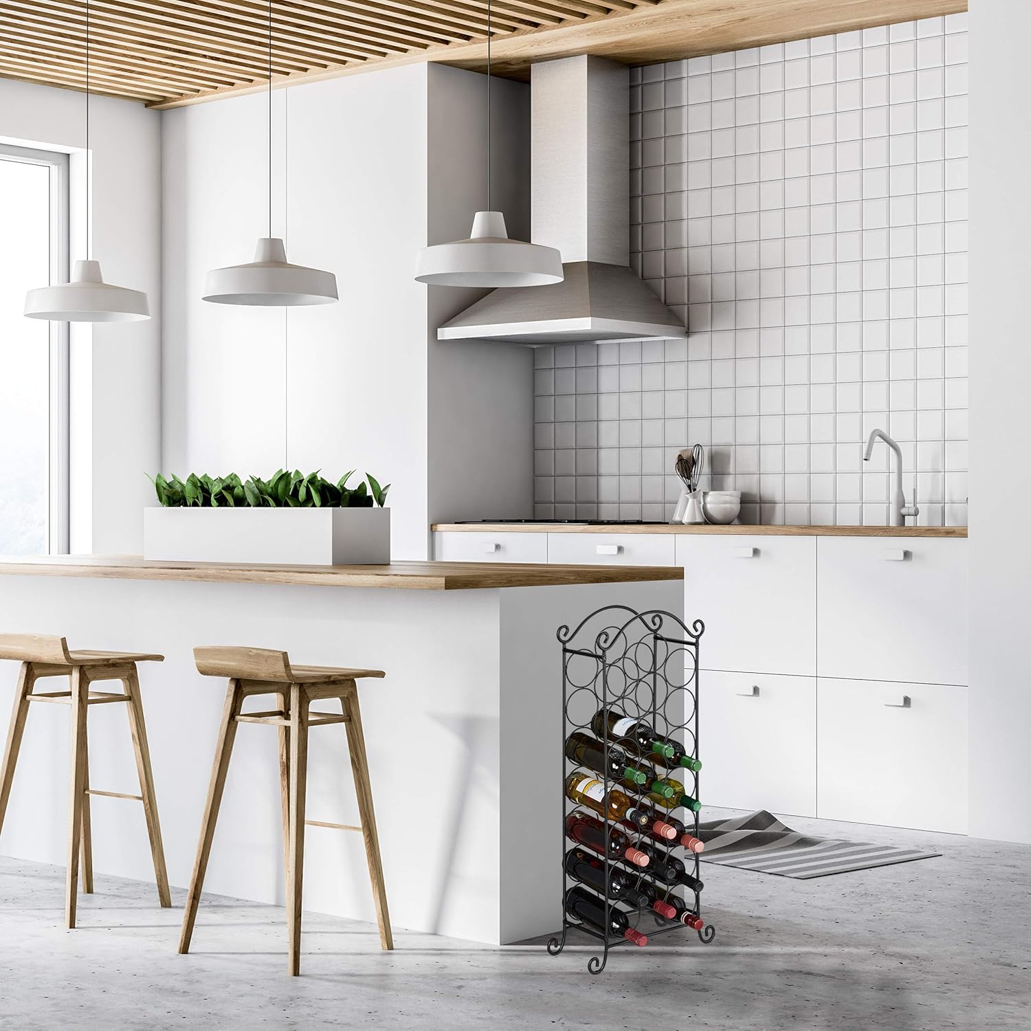 Relaxdays Black Wine Rack for 21 Bottles