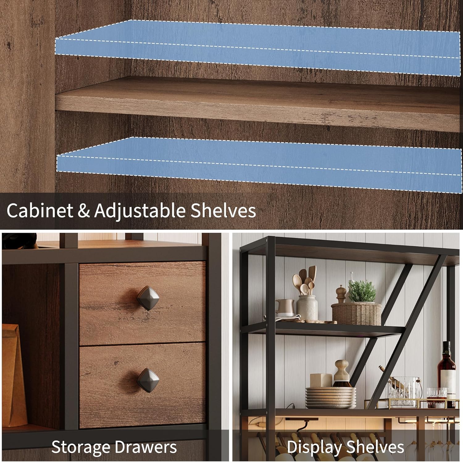 Amyove Freestanding Wine Rack with USB and LED Lights